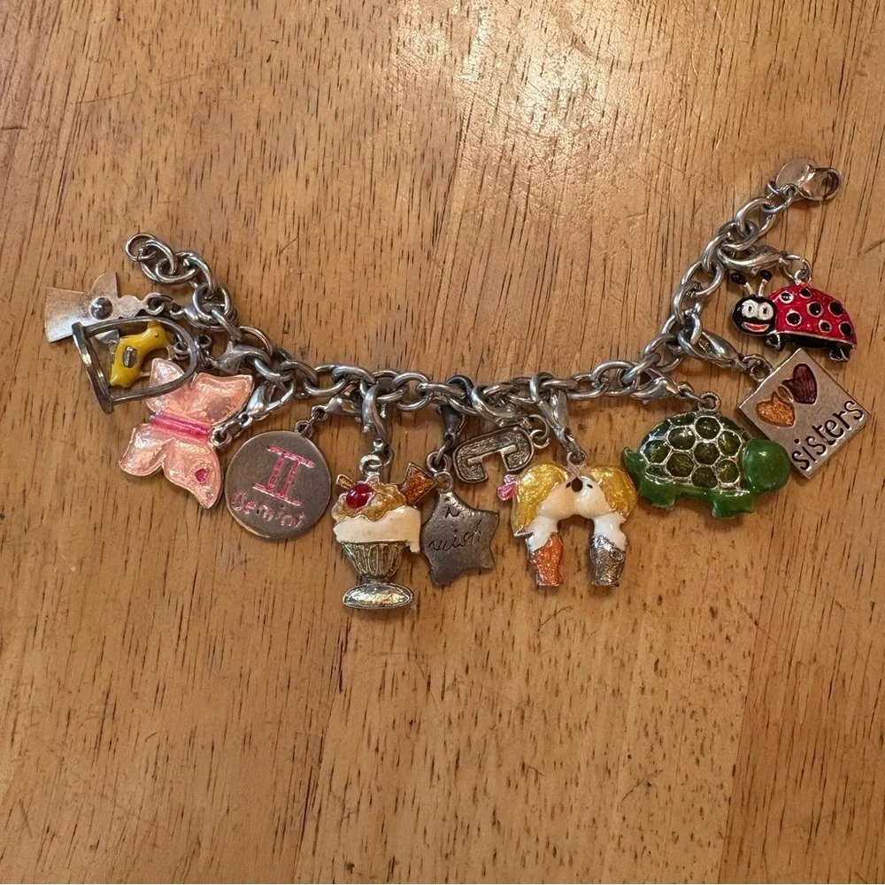 ❤️Claire’s Silver Charm Bracelet with Colorful Charms